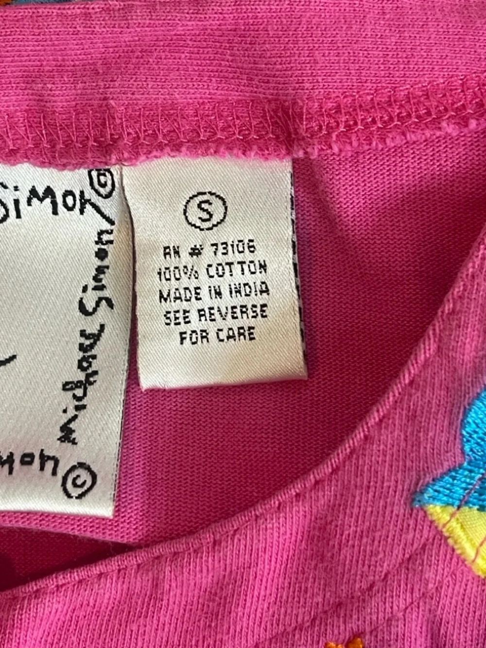 Vintage Michael Simon Lite Pink Tropical Flamingo Embroidered Cardigan Small - Picture 4 of 7
